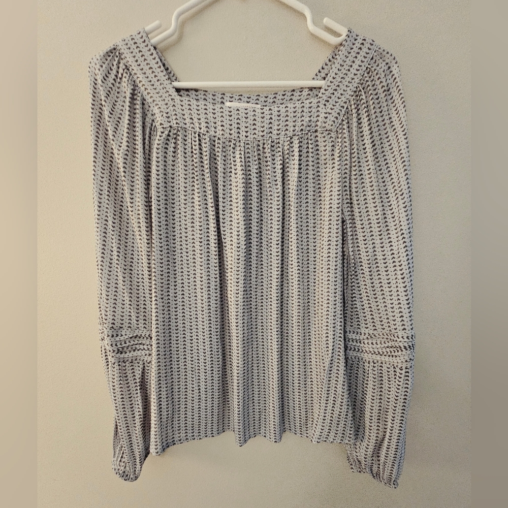 Henley Puff Sleeve Peasant Top